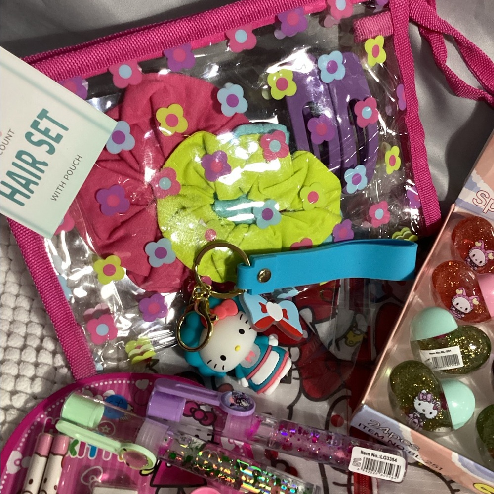 LARGE Hello Kitty Themed Bundle Take 3- Keychains, Lip Gloss, Hair, Office, MORE - Picture 3 of 8